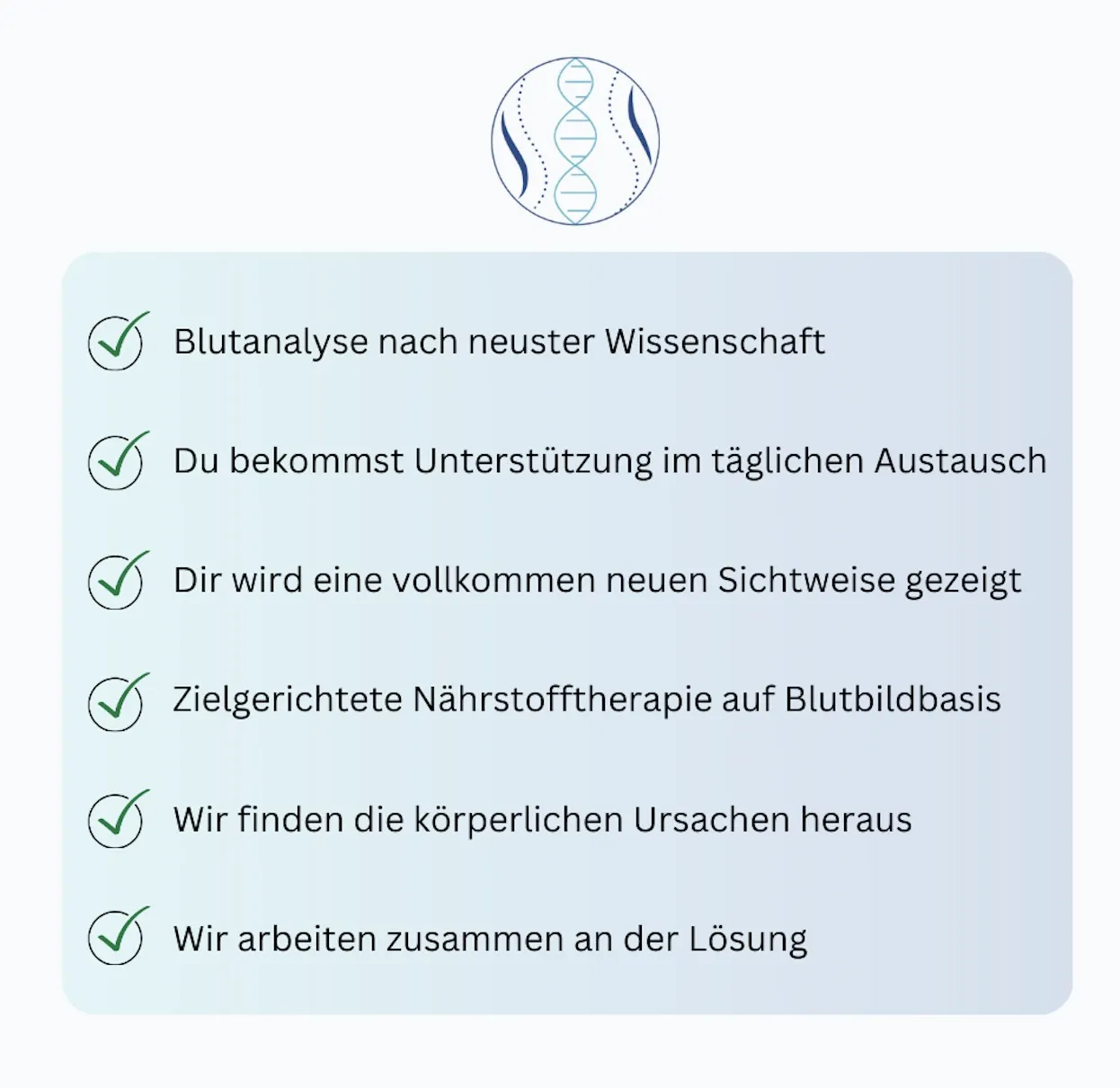Vorteile einer modernen Blutdiagnostik: Wissenschaftlich fundierte Analyse, tägliche Begleitung, neue Sichtweise, gezielte Nährstofftherapie, Ursachenfindung, gemeinsames Arbeiten an Lösungen